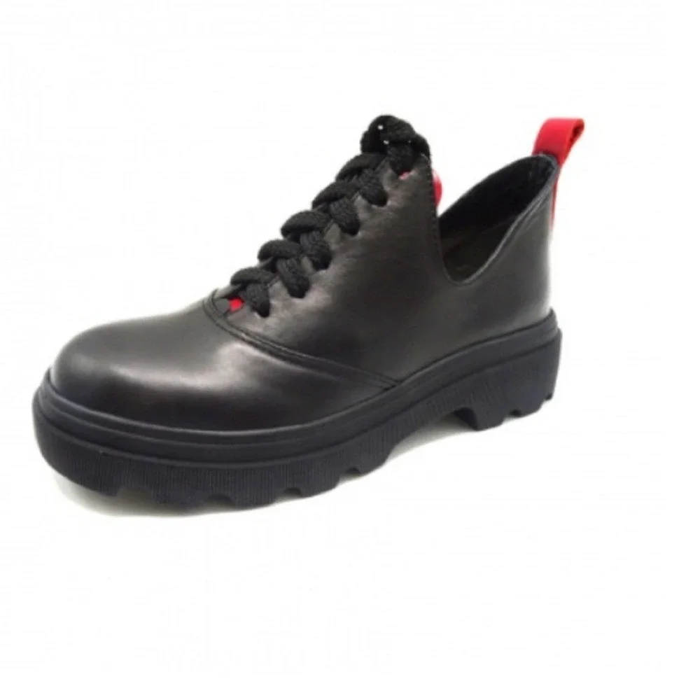 Magza leather wedges black red lace up shoes sneakers chunky‎ y2k size 7